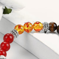 Thumbnail for 7 Natural Stone Stretch Bracelet - 18K White Gold Plated - Italy Design