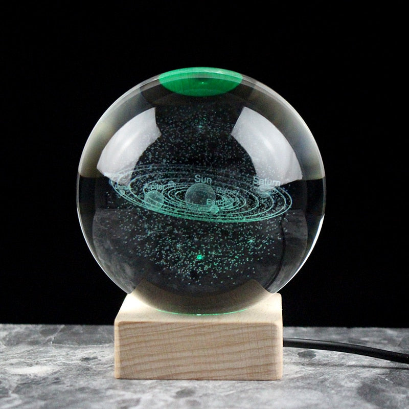 3D Crystsal Solar System Ball Laser Engraved Planets Glass Sphere Cosmic Model Globe Home Decoration Astronomy Gift