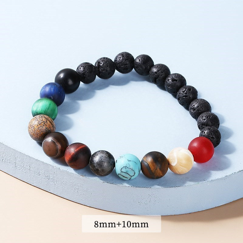 Eight Planets Bead Bracelet Natural Stone Men Women Universe Seven Chakra Bangle Yoga Energy Galaxy Solar Wristband Jewelry