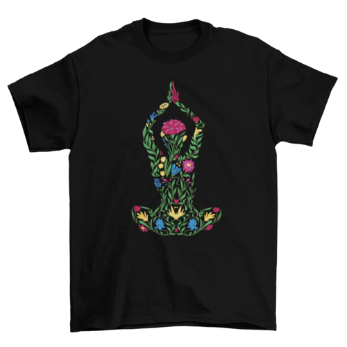 Floral Woman Yoga Pose T-Shirt