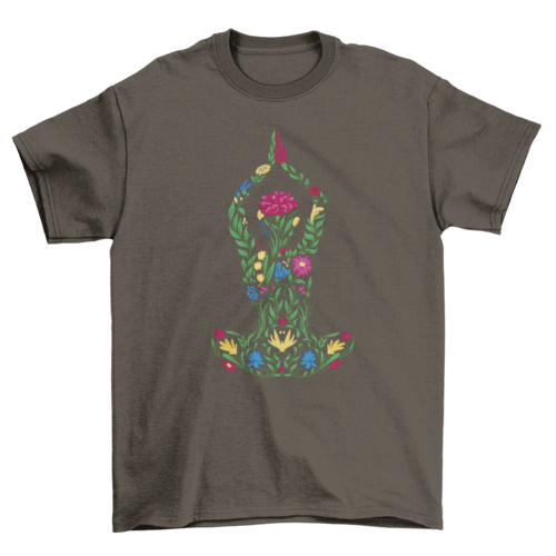 Floral Woman Yoga Pose T-Shirt