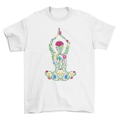 Floral Woman Yoga Pose T-Shirt