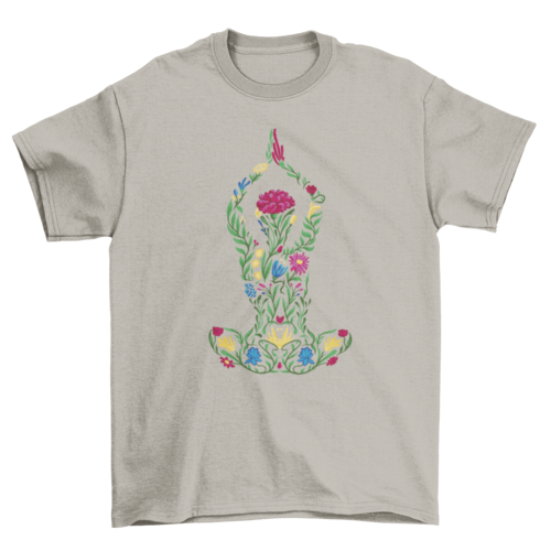 Floral Woman Yoga Pose T-Shirt