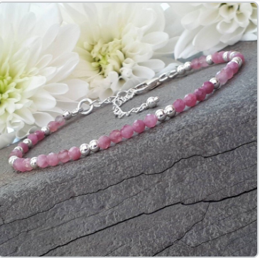 Pink Tourmaline Sterling Silver Bracelet