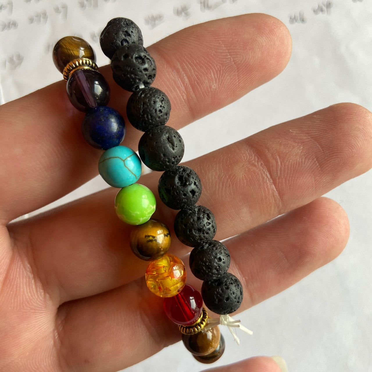 7 Chakra Healing Beaded Bracelet - Natural Lava Stone