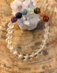 Thumbnail for Chakra & Crystal Quartz Stretch Bracelet - Handmade with Natural Stones