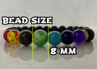 Thumbnail for 7 Chakra Healing Beaded Bracelet - Natural Lava Stone