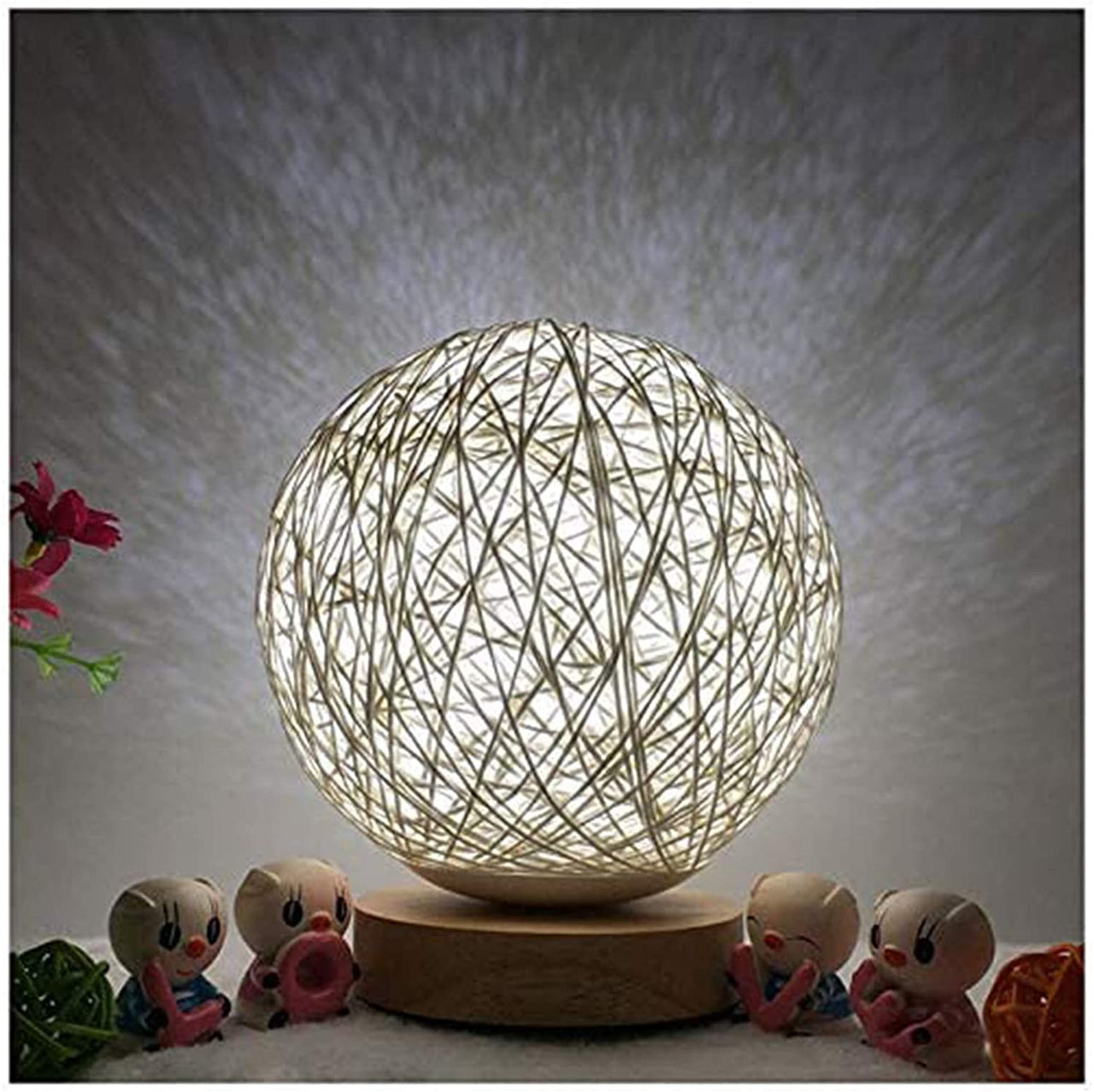 Wooden Moon Lamp - USB Charger - Bedside Table Decor