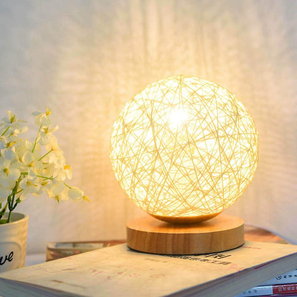 Wooden Moon Lamp - USB Charger - Bedside Table Decor