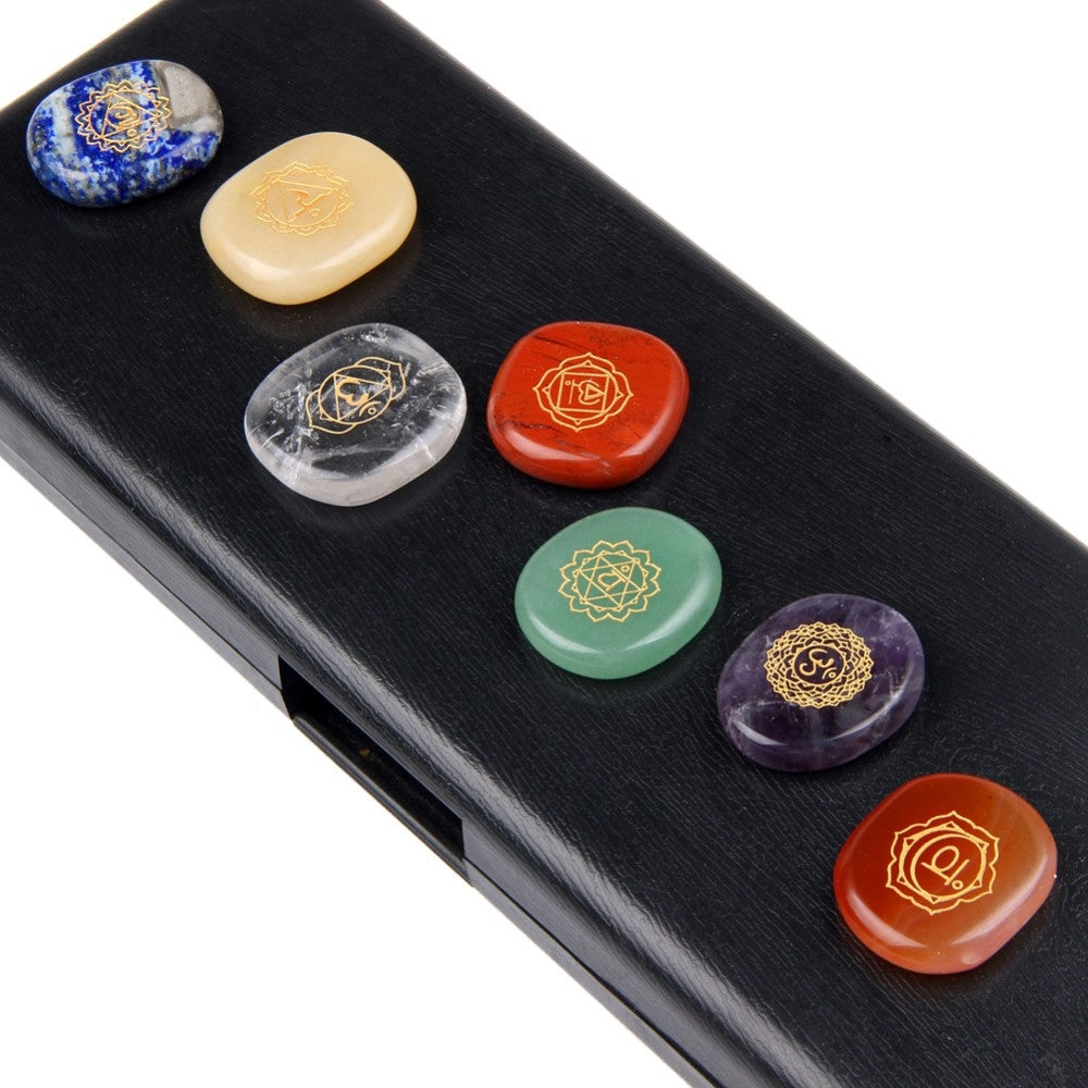 7 Chakra Stones Set Natural Palm Stone