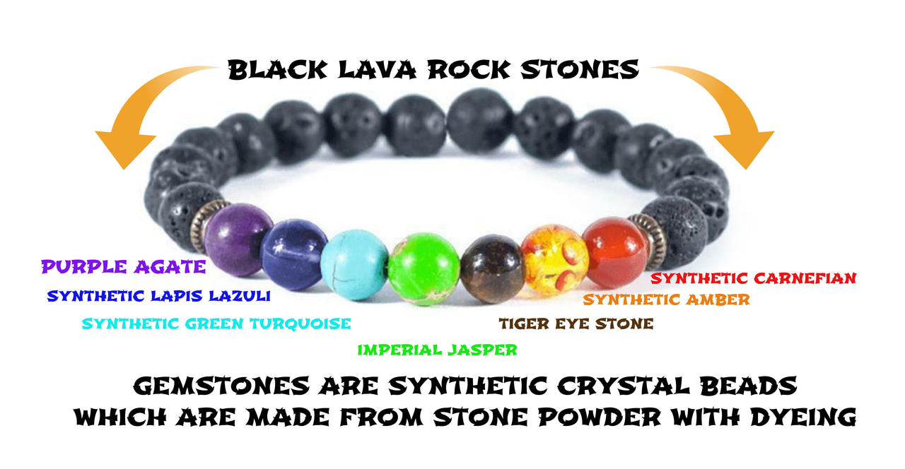 7 Chakra Healing Beaded Bracelet - Natural Lava Stone