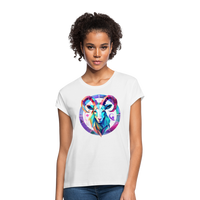 Thumbnail for Women's Mythical Aries Relaxed Fit T-Shirt - white