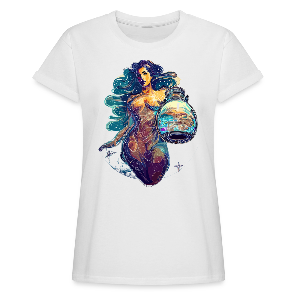 Women's Mythical Aquarius Relaxed Fit T-Shirt - white