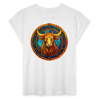 Thumbnail for Women's Mosaic Taurus Relaxed Fit T-Shirt - white