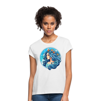 Thumbnail for Women's Symbol Aquarius Relaxed Fit T-Shirt - white