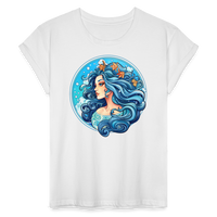 Thumbnail for Women's Symbol Aquarius Relaxed Fit T-Shirt - white