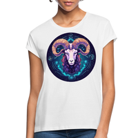 Thumbnail for Women's Mystic  Aries Relaxed Fit T-Shirt - white