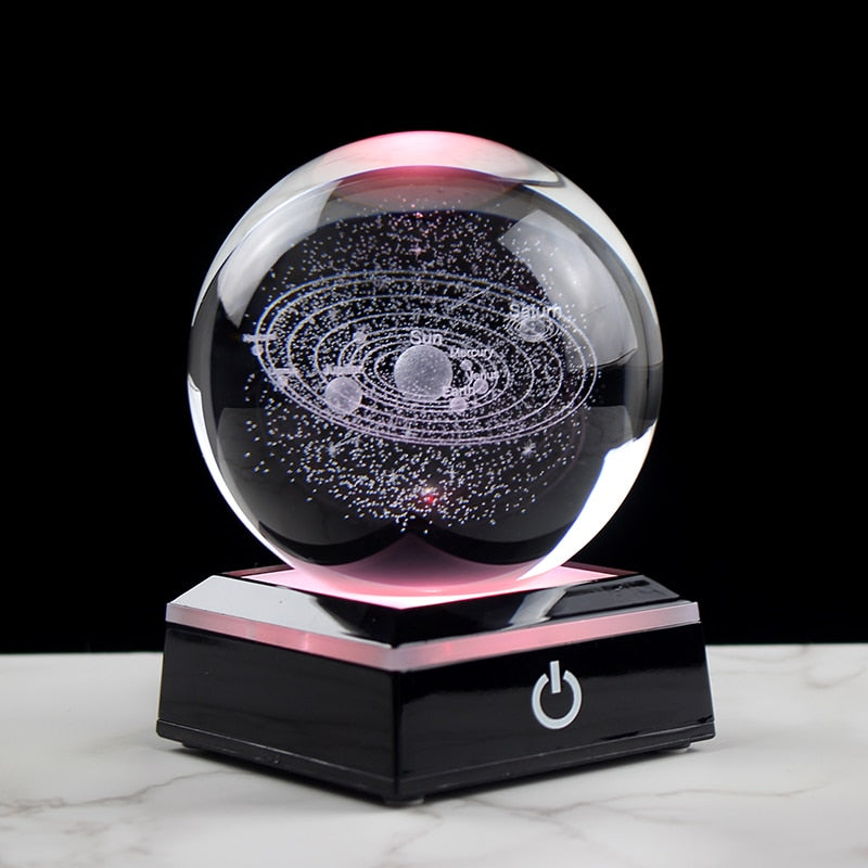 3D Crystsal Solar System Ball Laser Engraved Planets Glass Sphere Cosmic Model Globe Home Decoration Astronomy Gift