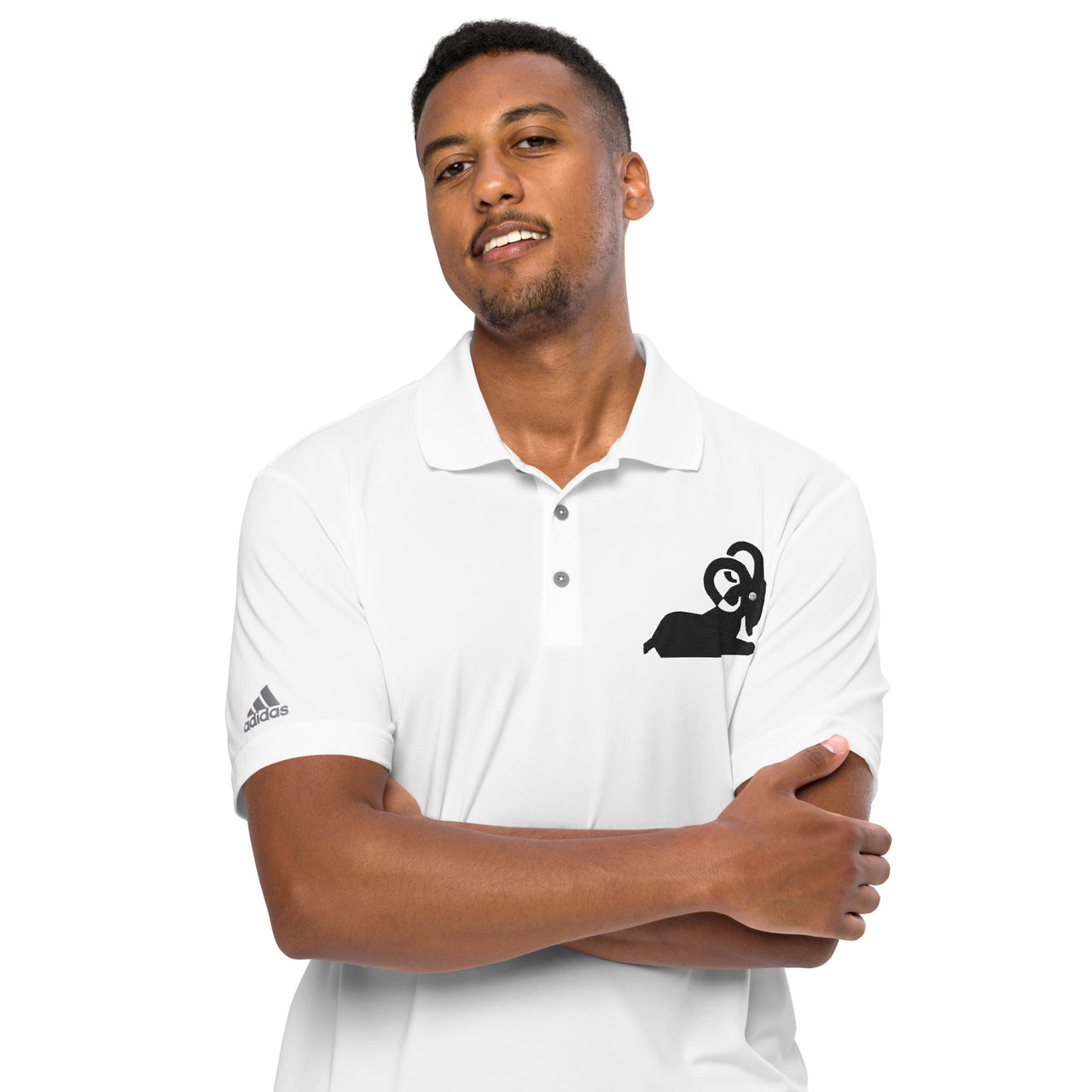 *Men's Aries White Polo Shirt