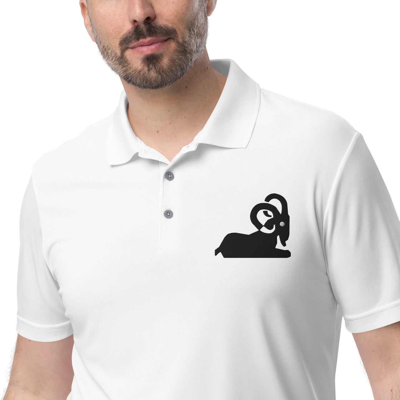 *Men's Aries White Polo Shirt