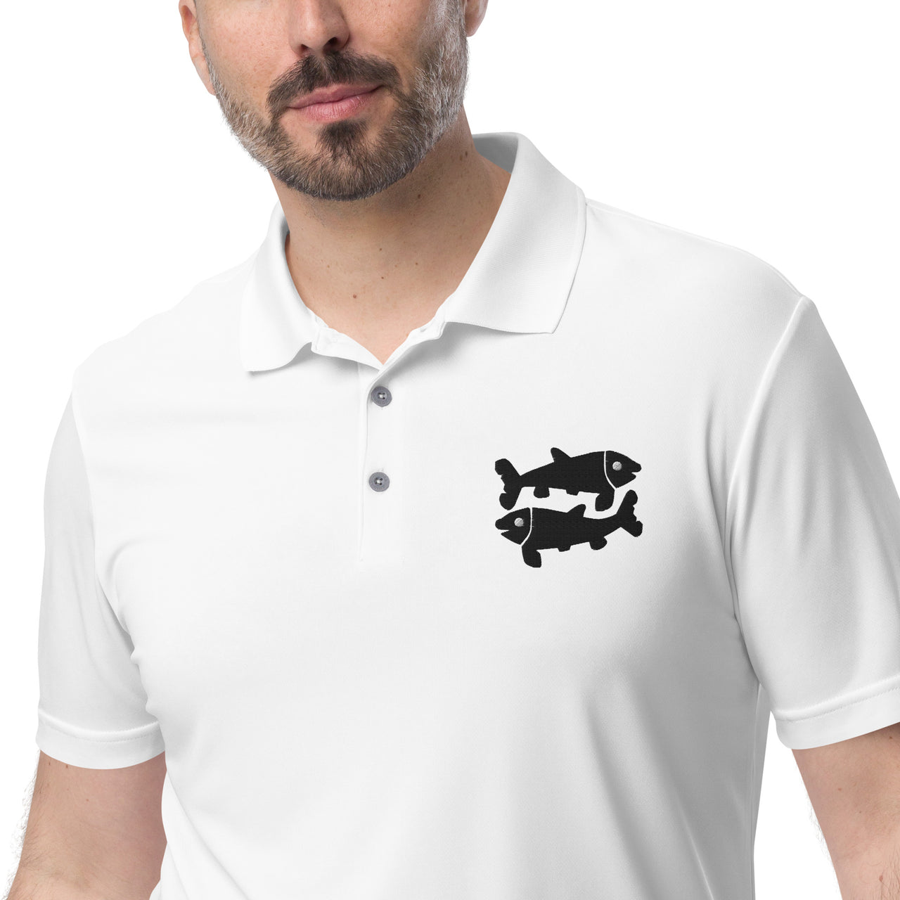 Men's Pisces White Polo Shirt