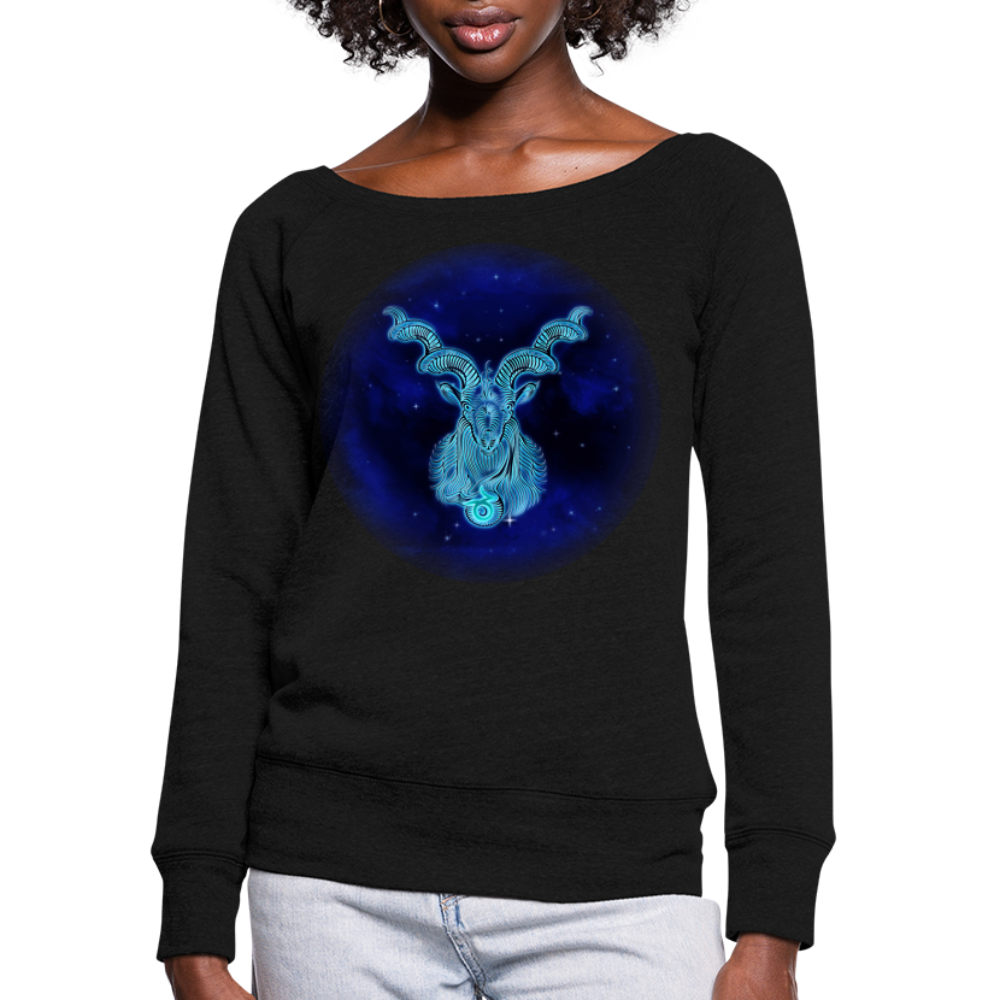 Women's Wideneck Capricorn Sweatshirt - black