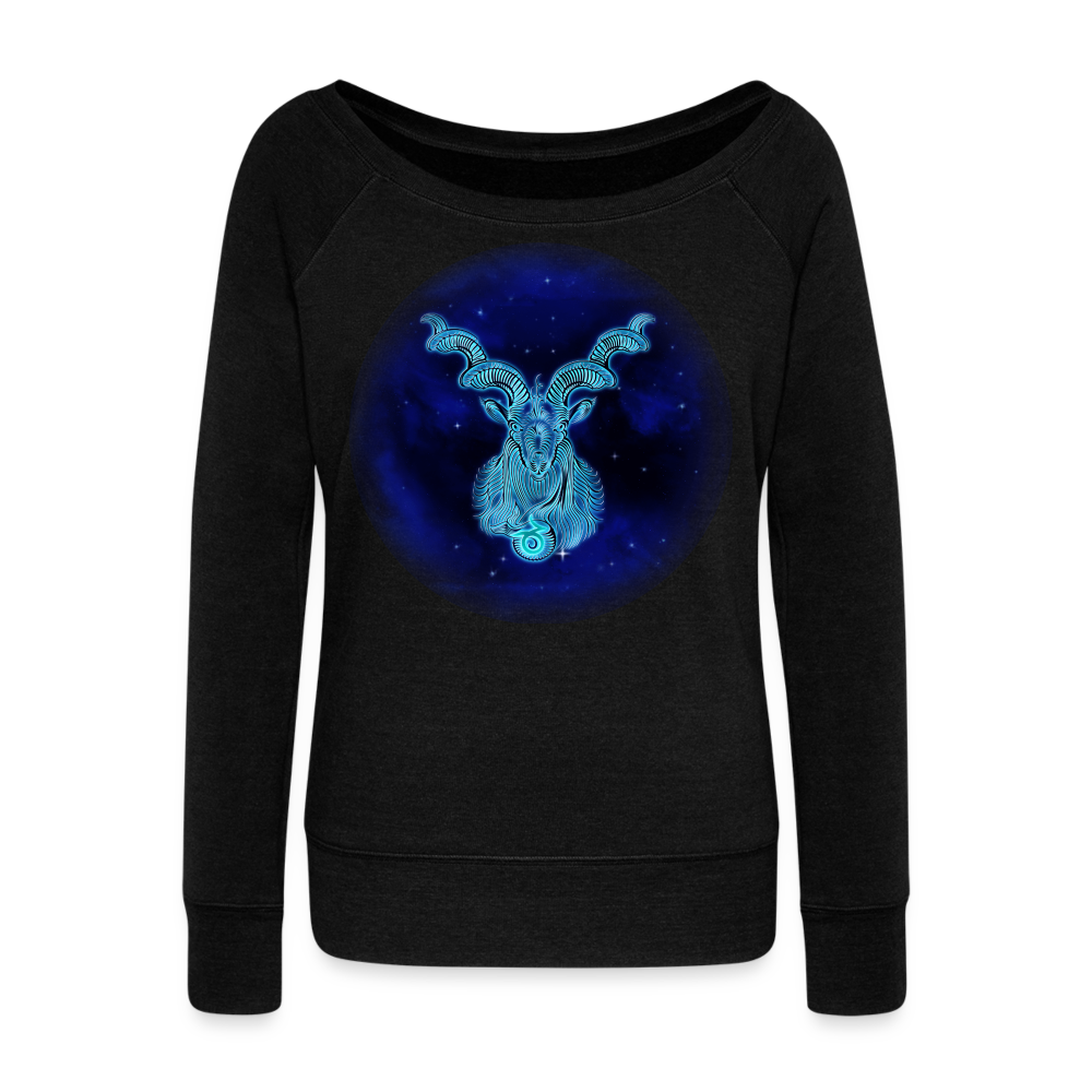 Women's Wideneck Capricorn Sweatshirt - black