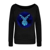 Thumbnail for Women's Wideneck Capricorn Sweatshirt - black