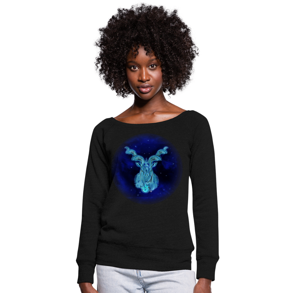 Women's Wideneck Capricorn Sweatshirt - black