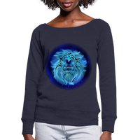 Thumbnail for Women's Wideneck Leo Sweatshirt - melange navy