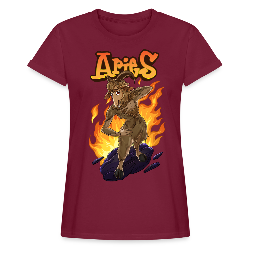 Women's Aries Narihndrab Relaxed Fit T-Shirt - burgundy