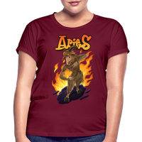 Thumbnail for Women's Aries Narihndrab Relaxed Fit T-Shirt - burgundy