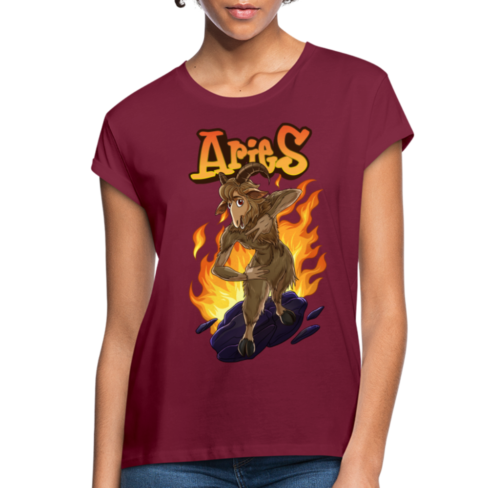 Women's Aries Narihndrab Relaxed Fit T-Shirt - burgundy