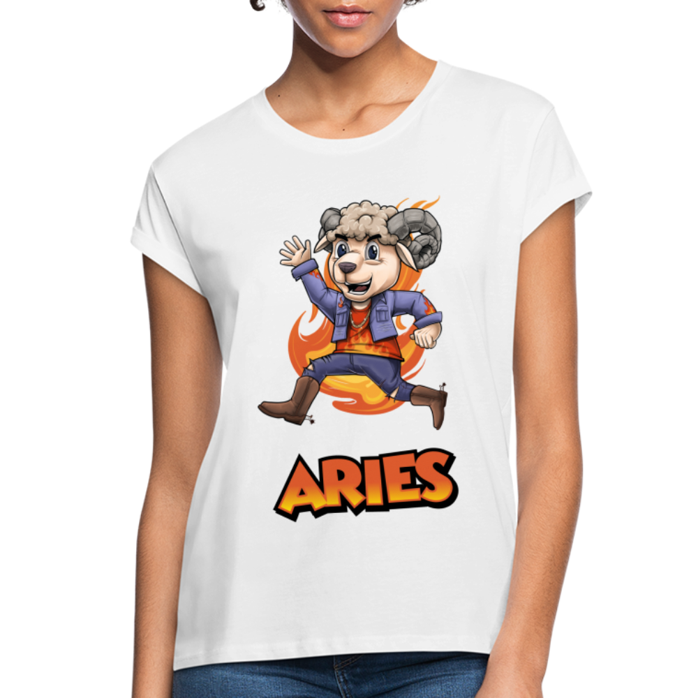 Women's Playful Aries Relaxed Fit T-Shirt - white