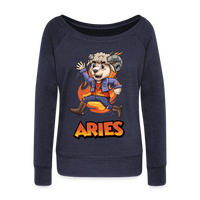 Thumbnail for Women's Playful Aries Wideneck Sweatshirt - melange navy