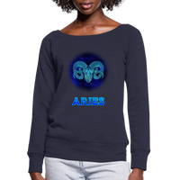 Thumbnail for Women's Aries Wideneck Sweatshirt - melange navy