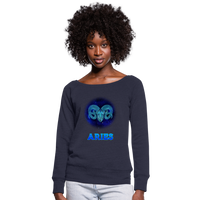 Thumbnail for Women's Aries Wideneck Sweatshirt - melange navy