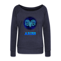 Thumbnail for Women's Aries Wideneck Sweatshirt - melange navy