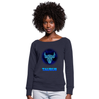 Thumbnail for Women's Taurus Wideneck Sweatshirt - melange navy