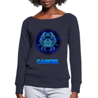 Thumbnail for Women's Cancer Wideneck Sweatshirt - melange navy