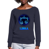 Thumbnail for Women's Libra Wideneck Sweatshirt - melange navy