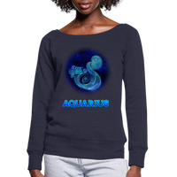 Thumbnail for Women's Aquarius Wideneck Sweatshirt - melange navy