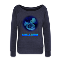 Thumbnail for Women's Aquarius Wideneck Sweatshirt - melange navy