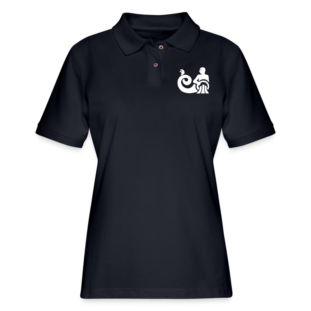 Women's Aquarius Black Polo Shirt - midnight navy