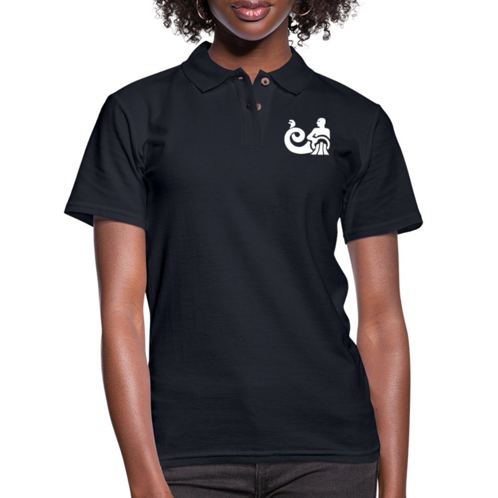 Women's Aquarius Black Polo Shirt - midnight navy