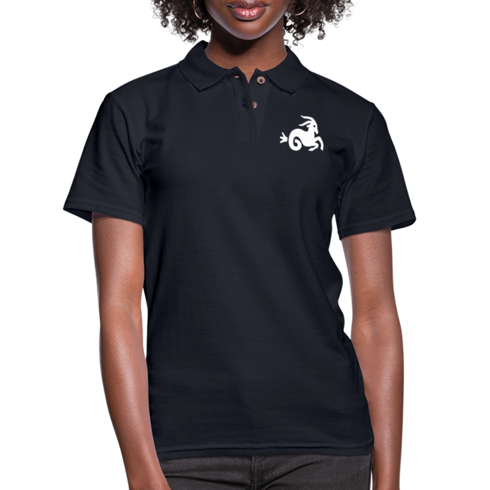 Women's Capricorn Black Polo Shirt - midnight navy