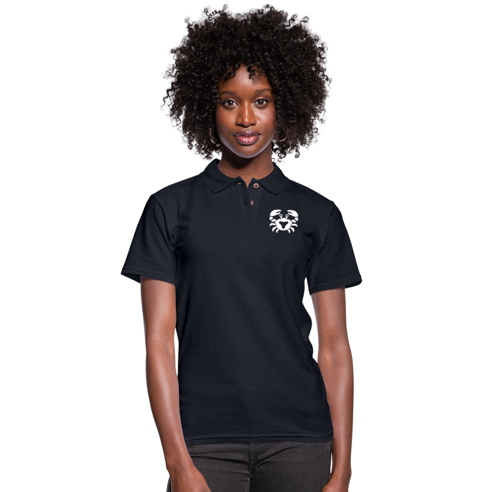 Women's Cancer Black Polo Shirt - midnight navy
