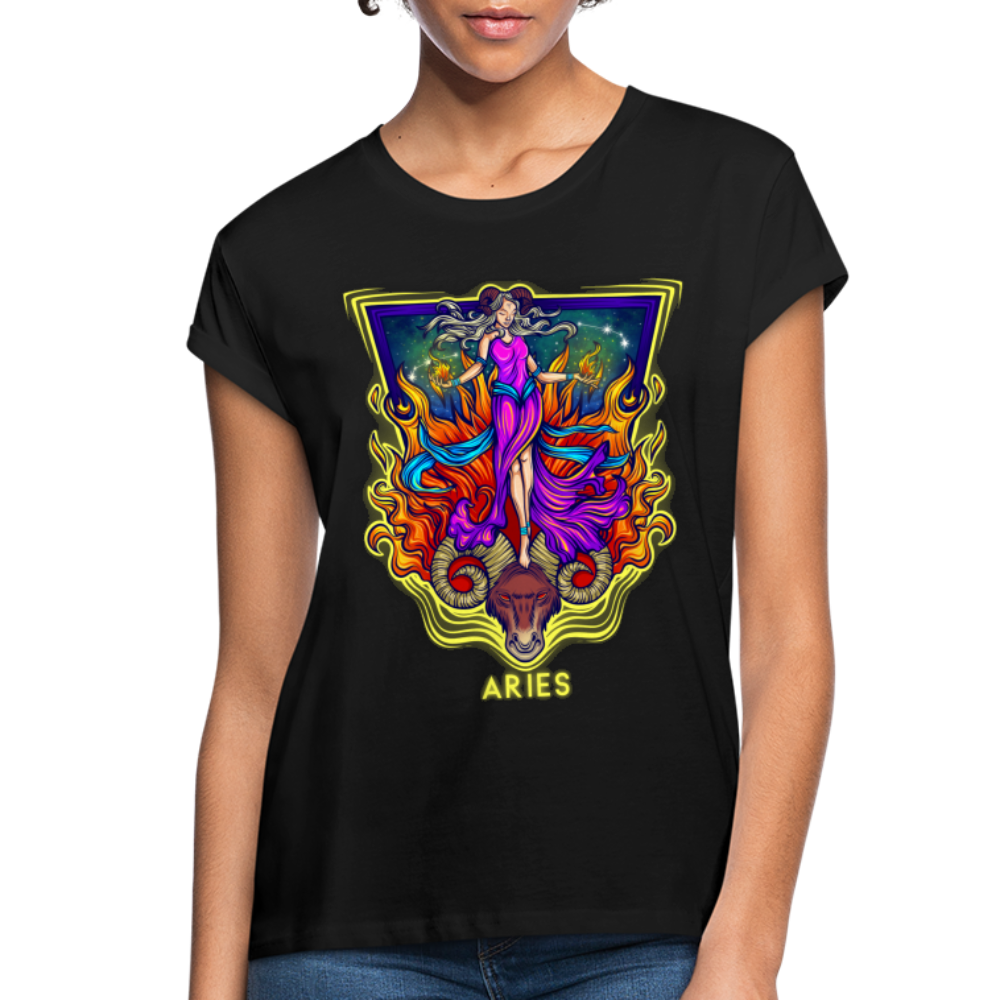 Women's Cosmic Aries Relaxed Fit T-Shirt - black