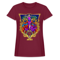 Thumbnail for Women's Cosmic Aries Relaxed Fit T-Shirt - burgundy