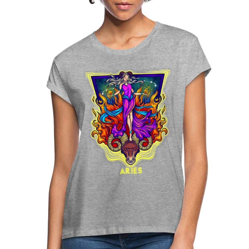 Women's Cosmic Aries Relaxed Fit T-Shirt - heather gray